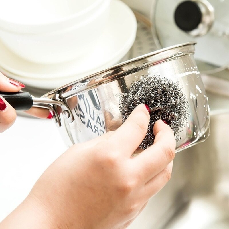 Esponjas de aço inoxidável, esfregando a almofada de limpeza, purificador de lã de aço para cozinhas, banheiro e mais