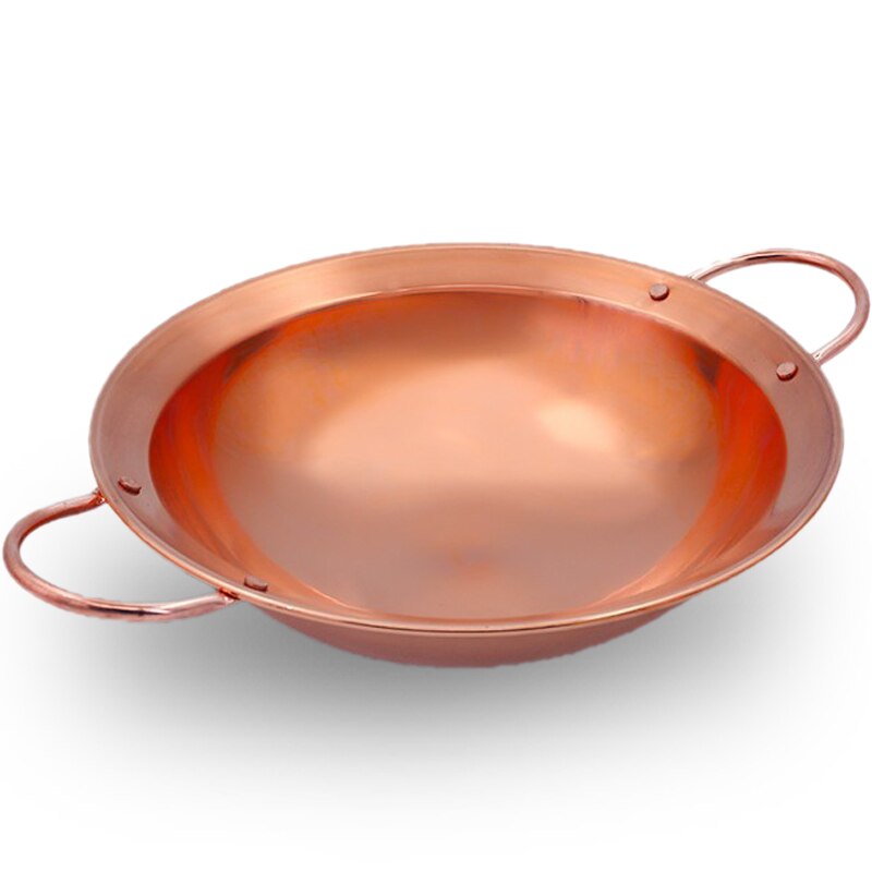 Verdikte soeppotten van puur koper, klassieke chinese potten/gasbrander/kolenfornuis, alcoholische boiler/bbq-koker, steelpan: 24cm dia