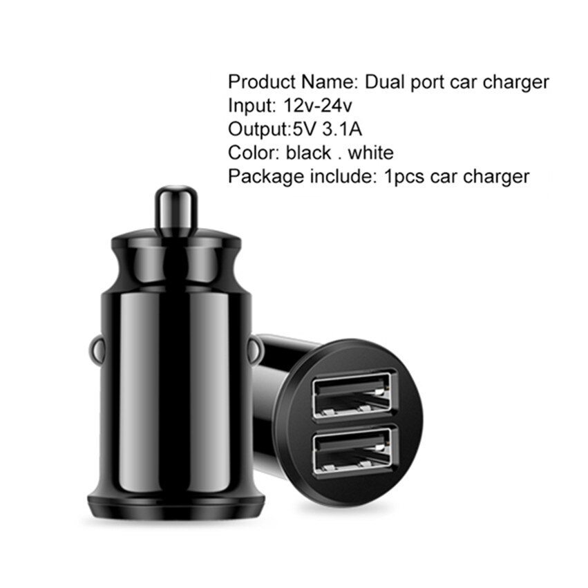 Cargador USB Dual para coche, adaptador de carga rápida 3.1A para iPhone 6, 6s, 7, 8 Plus, Samsung, Xiaomi