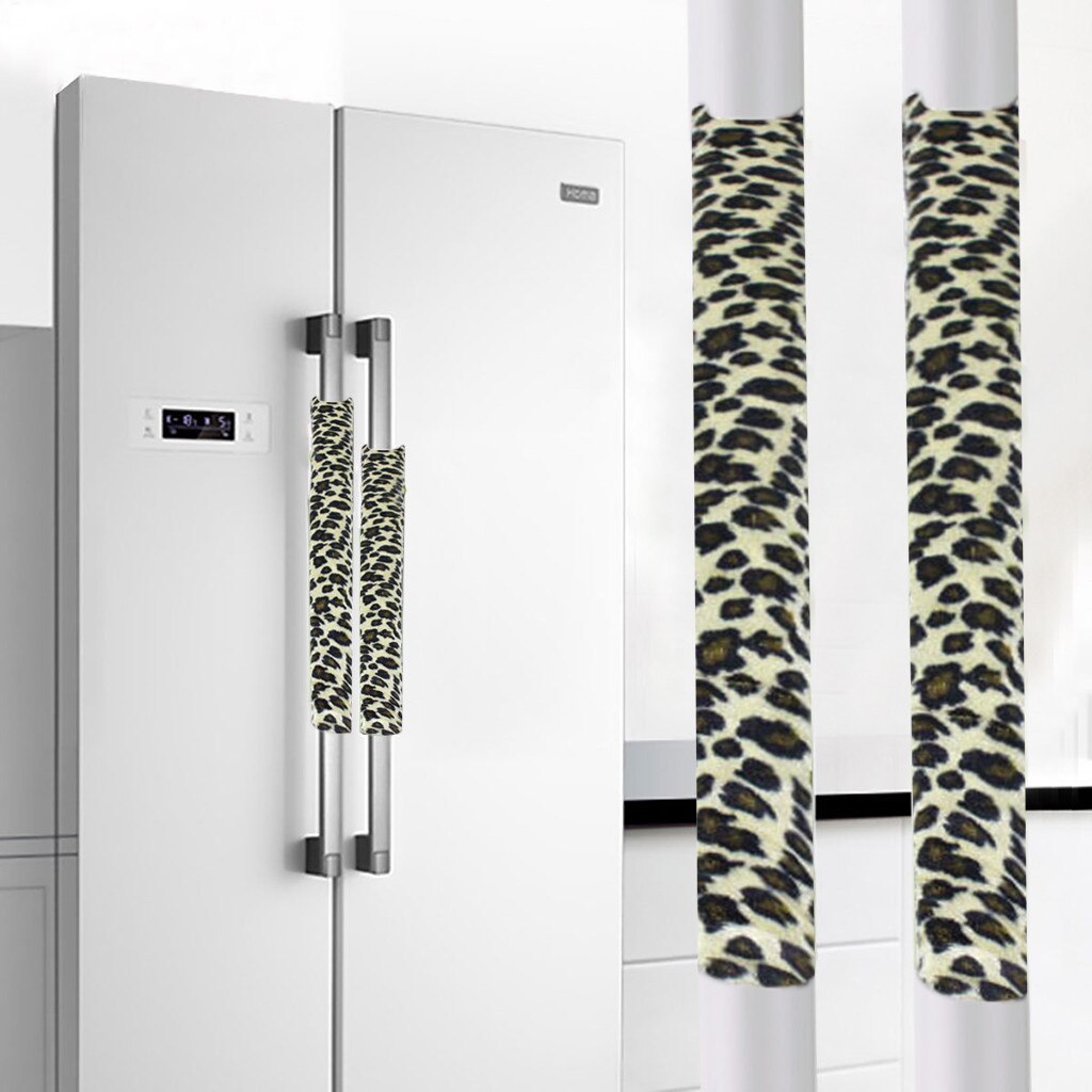 Et par køleskabshåndtagsdæksel køkkenapparat køleskabsdæksel vaskbar flerfarvet klud køleskabshåndtagsdæksel