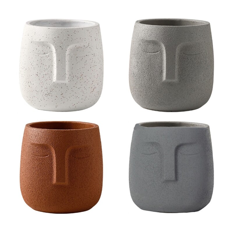 Vase en céramique avec visage humain, Pot de fleurs Zen, plantes vertes succulentes, jardinière, décor de jardin, balcon, maison