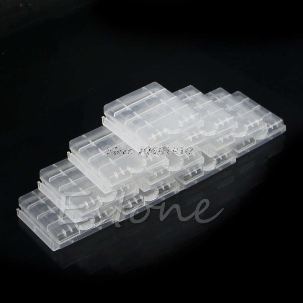 10 Pcs Hard Plastic Blue White Case Cover Holder AA / AAA Battery Storage Box Z17
