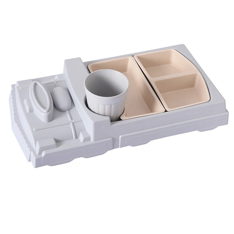 Bandeja creativa con forma de tren de bebé de fibra de bambú, bandeja de platos con dibujos animados resistente a golpes, bonita caja de almuerzo, tazón de arroz para niños: 02
