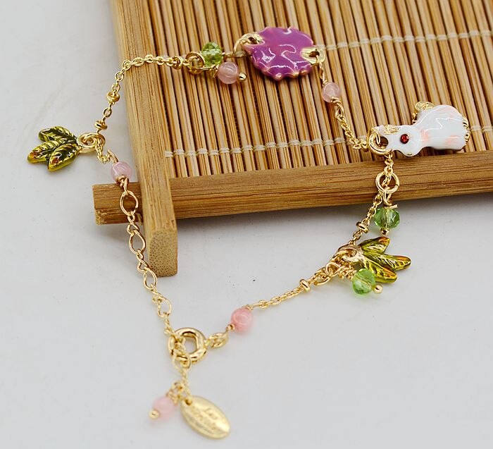 European and American enamel glaze bunny series female flower leaf Women Female bracelet