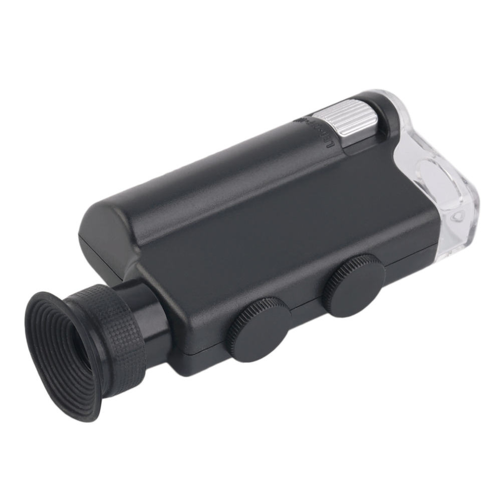 Mini microscopio portátil bolsillo 200X ~ 240X lupa de mano luz LED para lámpara Zoom lupa lente de bolsillo