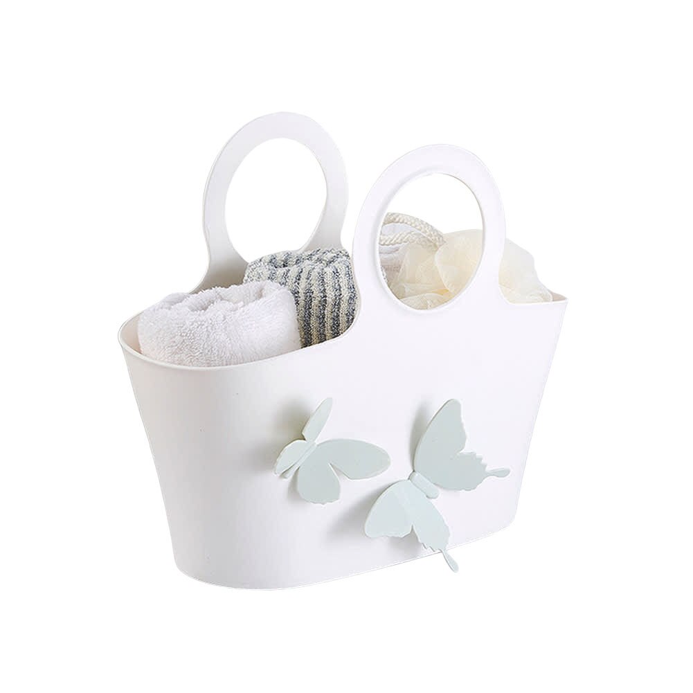 Badkamer Organizer Pp Mand Effen Kleur Met Hangers En Vlinders Gezondheid En Beauty Producten: WHITE