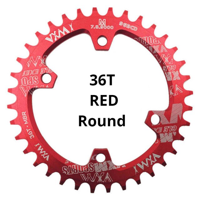 Vxm rund oval 96 bcd kædering mtb mountain bcd 96 cykel 30t 32t 34t 36t 38t kranksæt tandplade dele til  m7000 m8000 m9000: Rød 36t runde