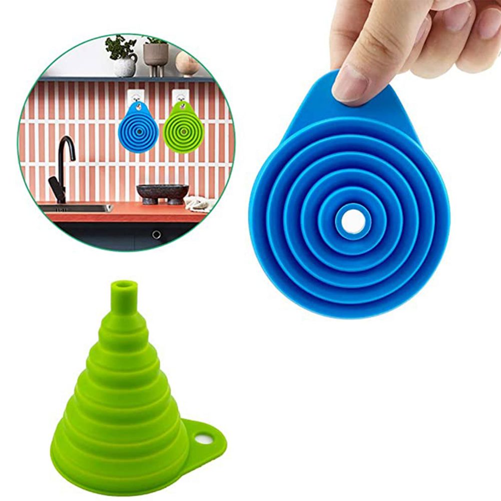 Silicone Folding Funnel Retractable Household Liquid Sub-mini Funnel White Grey Funnel Kitchen Gadget