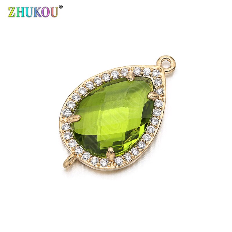 14*23mm Messing Zirconia Waterdruppels vorm Connectors DIY Sieraden Bevindingen Maken, Gat: 1.0mm Model: VS297