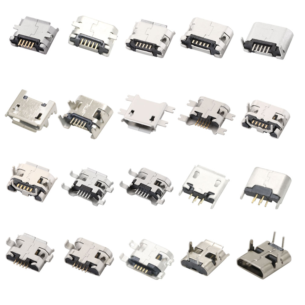 Micro usb 2p 5p jack opladningsport stik dock oplader dip smd til telefon tablets højttalere osv. port stik strømstik