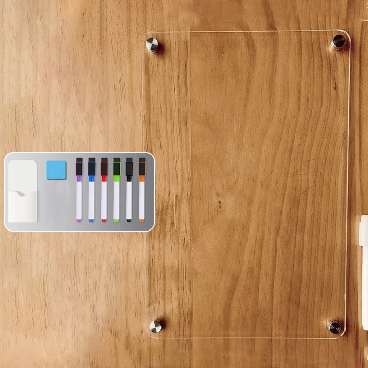 Acrylic Magnetic Whiteboard, Clear Dry Erase Menu Board for Refrigerator, To-Do/Shopping List Magnetic Planner, Meal Planner: Beige