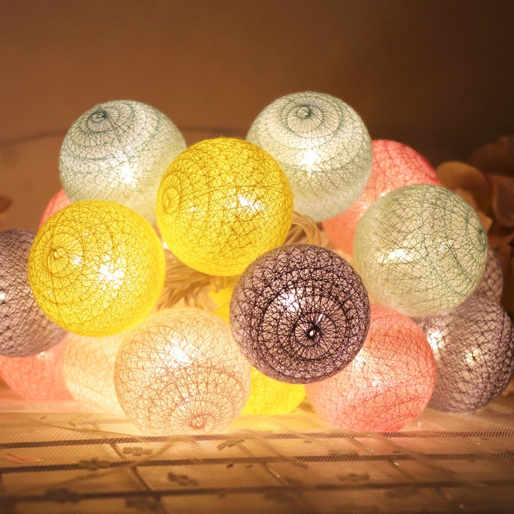 Fe guirlander led string lys værelse dekoration lys 2m 3.5cm dia vatkugler lanterner til julefest batteri kq