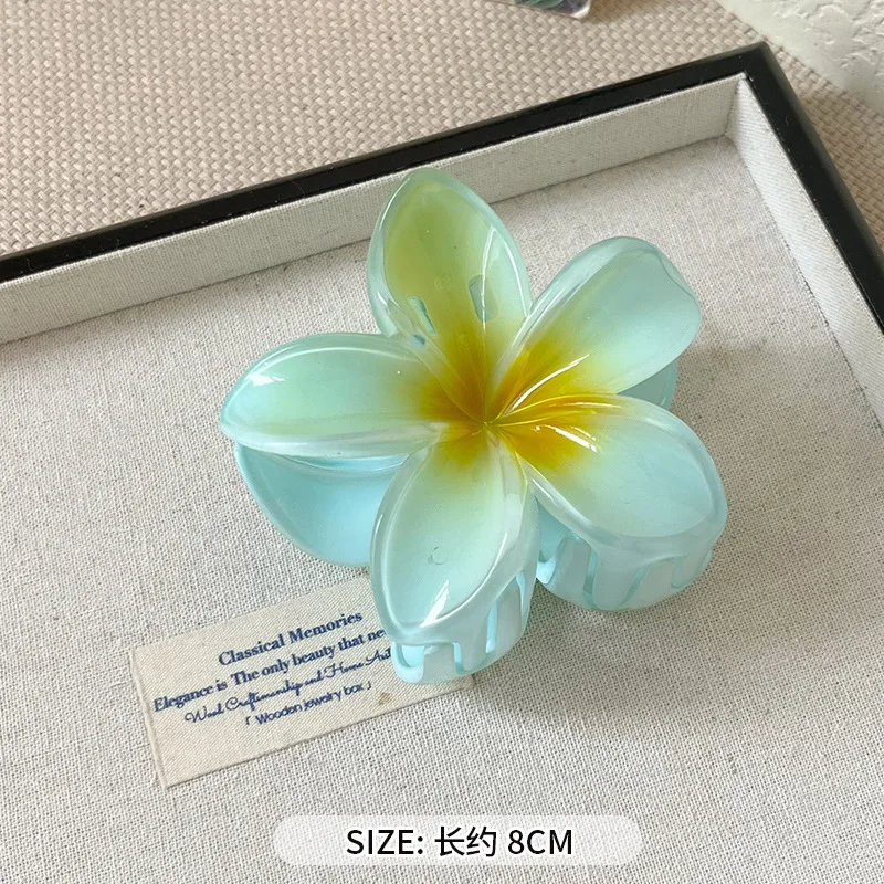 8CM Gradient Large Flower Acrylic Hair Clip For Women Sweet Hair Claws Crab Clamp Barrettes Hawaiian Headwear Accessories: Red