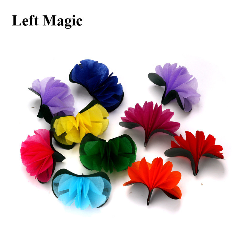 10pcs/Set Flower From Empty Hand Magic Trick ( Paper &amp; Cloth ) Close Up Street Stage Magic Props Magician Illusion