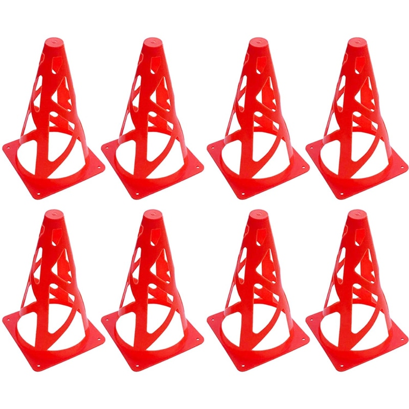8 Pack Soccer Training Cones Collapsible Windproof Football Training Markers Agility Cones: Default Title