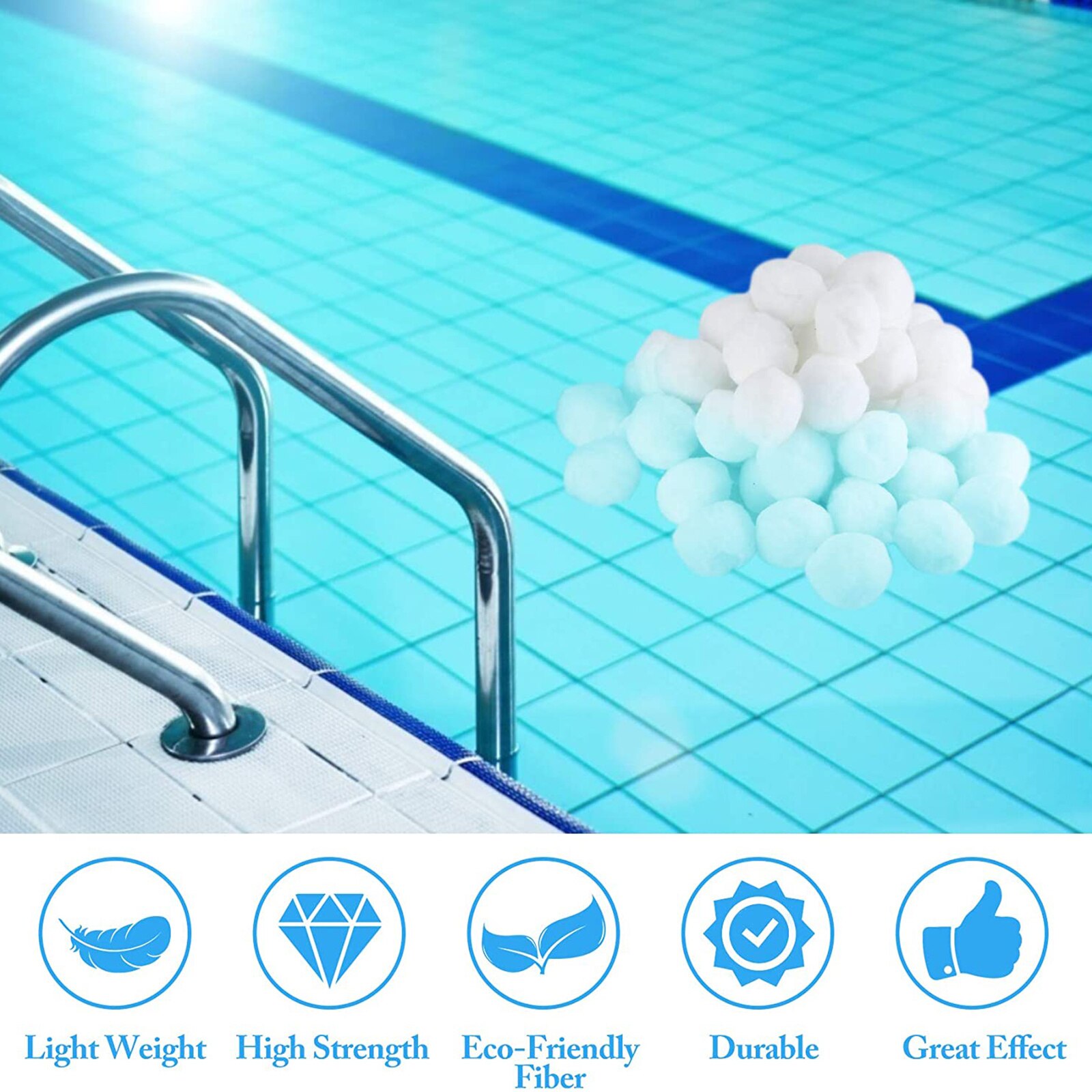 Bolas de filtro de piscina forte adsorção prática fibra filtro meios reutilizáveis para piscina aquário tanque de peixes ferramentas de limpeza