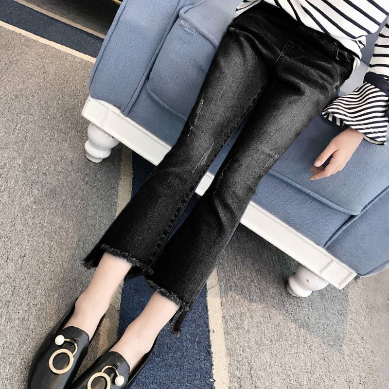 Spring Autumn Teenage Girls Jeans Trousers Kids Girls Skinny Jeans Boot Cut Pants Baby Girl Clothes Denim Leggings T136: black / 3T
