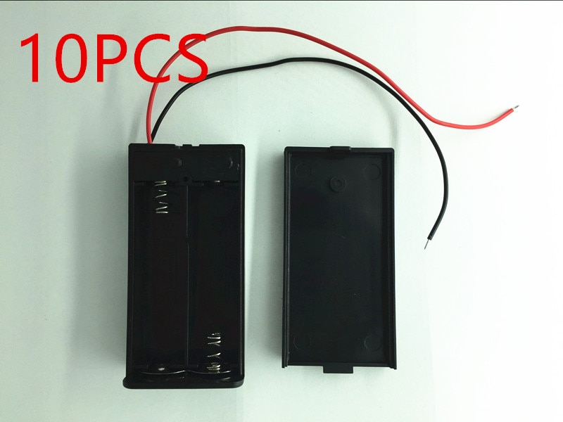10 st 2 X AA 3 V Batterij Storage Case Batterij Houder Connector Box OP OFF Schakelaar Met Lood Draad voor Elektronische Apparatuur Zwart