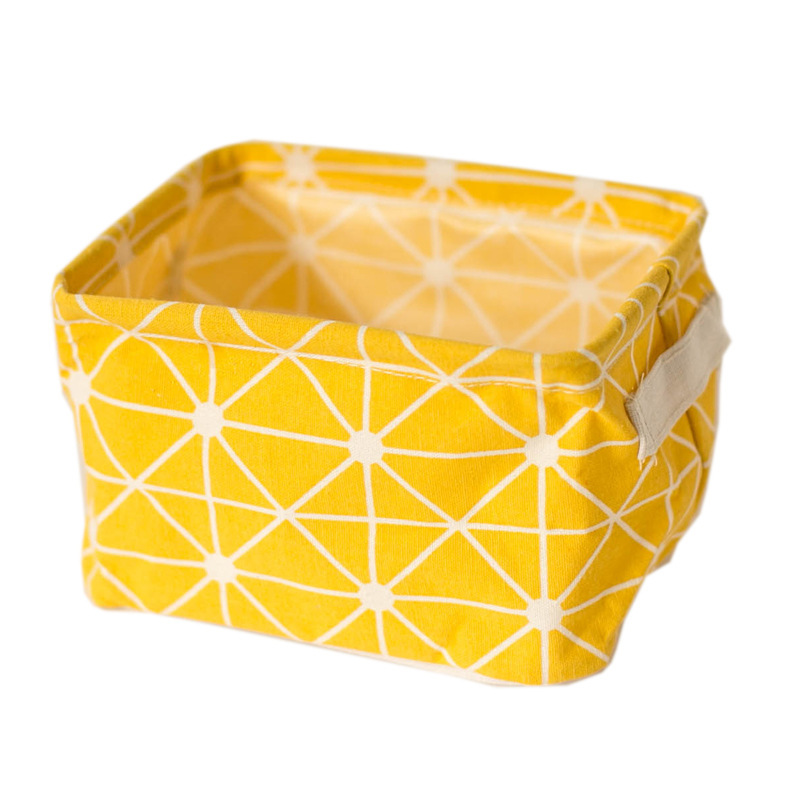 10 Styles Linen Desktop Storage Basket Sundries Storage Box Multicolor Underwear Cosmetic Organizer Office Stationery Organizer: Yellow