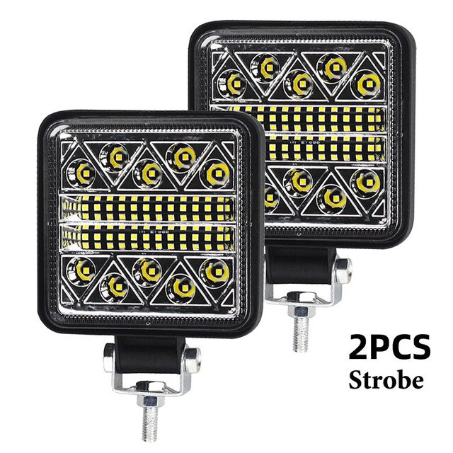 2PCS 12V 54W Work Light led bar LED lightbar 3030 LED 18SMD for Truck Tractor SUV 4x4 Car Led Headlights Lighting Spot work bar: Square  Strob  2PCS