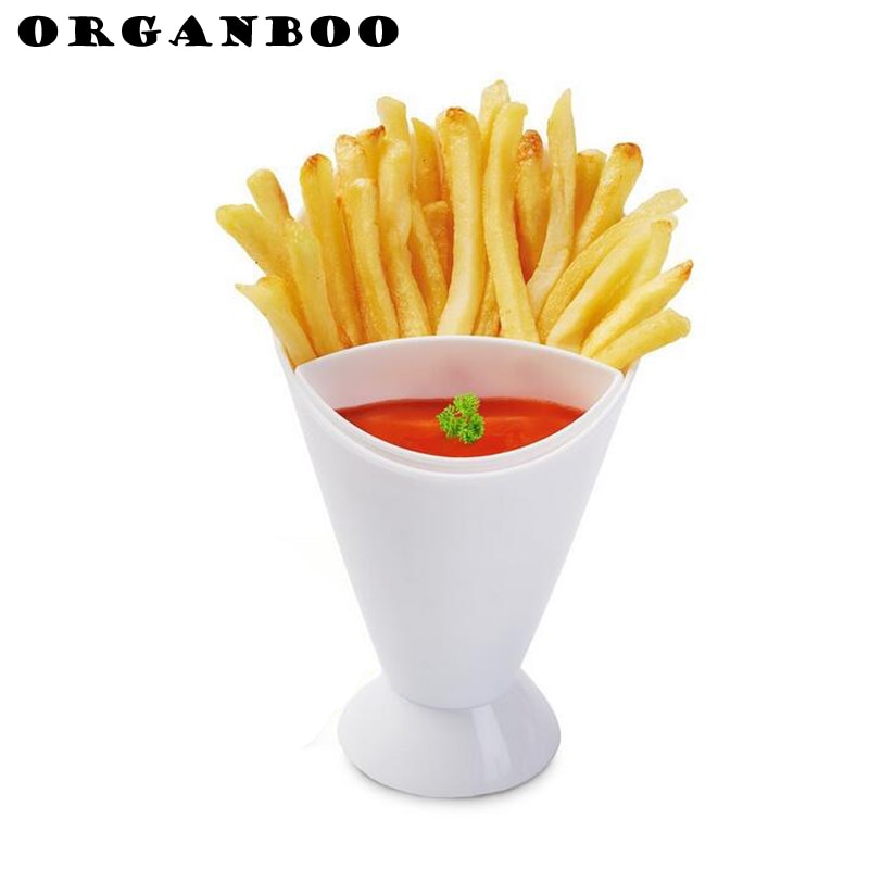 Organboo 1pc kök potatis verktyg sallad dopp kopp pommes frites chips kon blandad sås ketchup sylt dip kopp fat och tallrikar