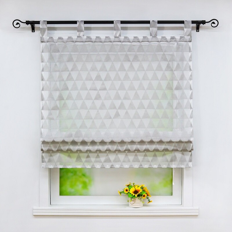Romeinse Gordijnen Moderne Ramen Sheer Tule Gordijnen Schaduw Voile Gordijnen Valance Tab Top Keuken Home Decoration: Gray / W100cm x H140cm