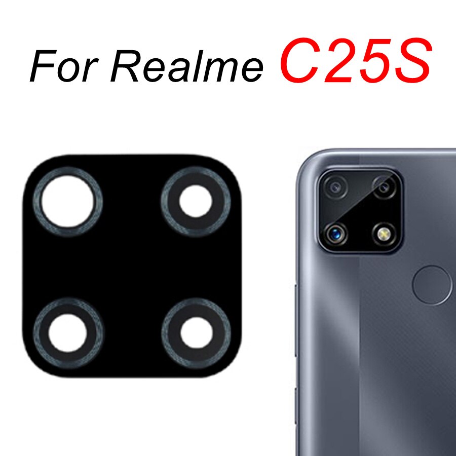 2 pz/lotto Posteriore Posteriore della Macchina Fotografica Obiettivo di Vetro Per Realme C3 C11 2021 C12 C15 C17 C20 C20A C21 C21Y C25 C25S C25Y C35 di Ricambio + Adesivo: C25S