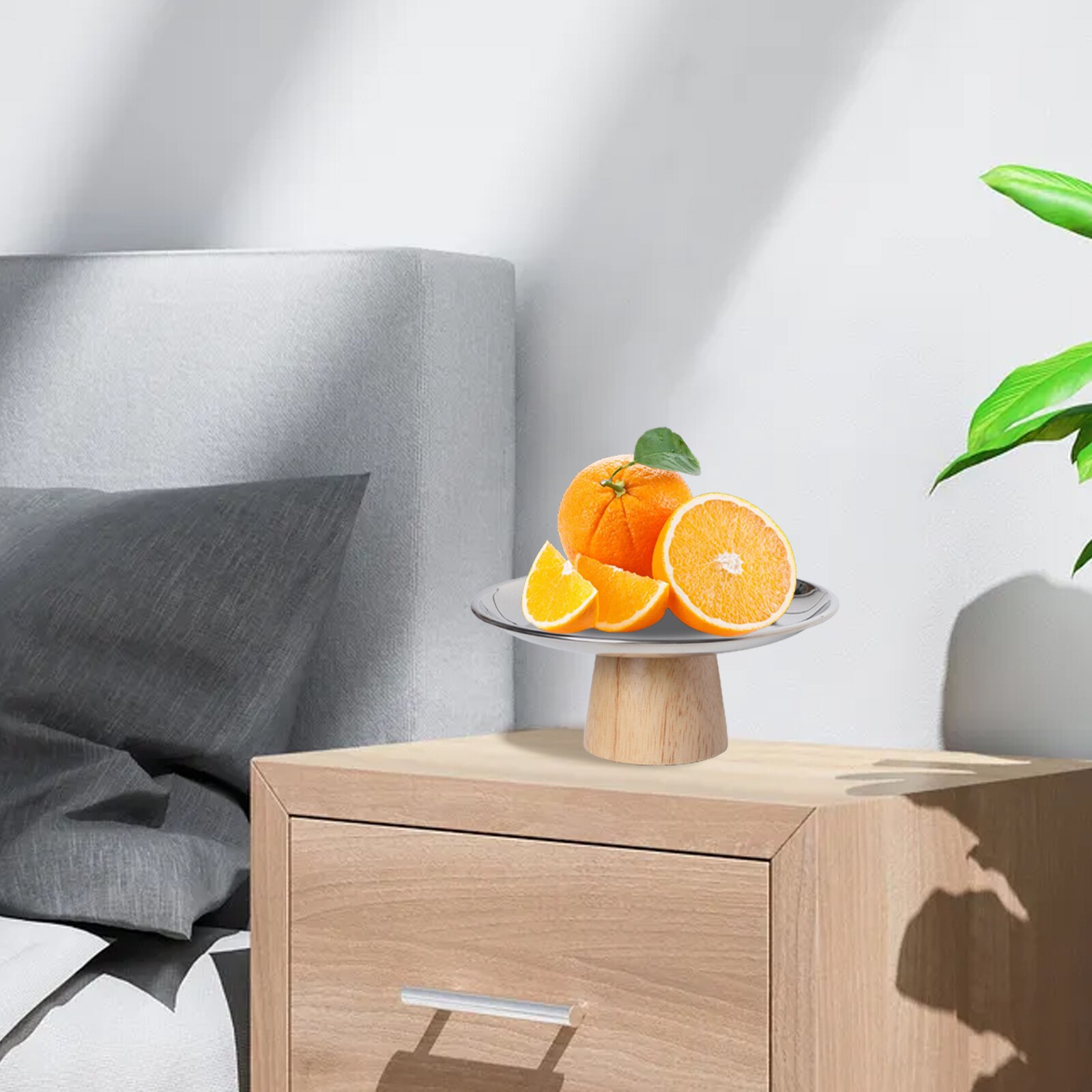 Desktop Ornament Storage Living Room Porch Small Objects Round Nordic Metal Wooden Pallets