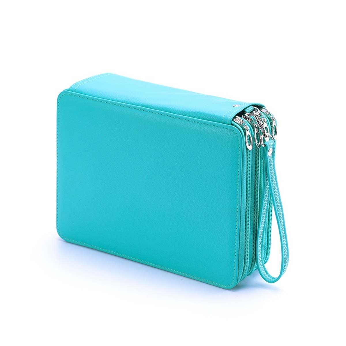 4 Lagen Grote Capaciteit Etui Houder Waterdicht School Doos Draagbare Pu Leer Potlood Tas Potloden Pouch Voor Student: Blue