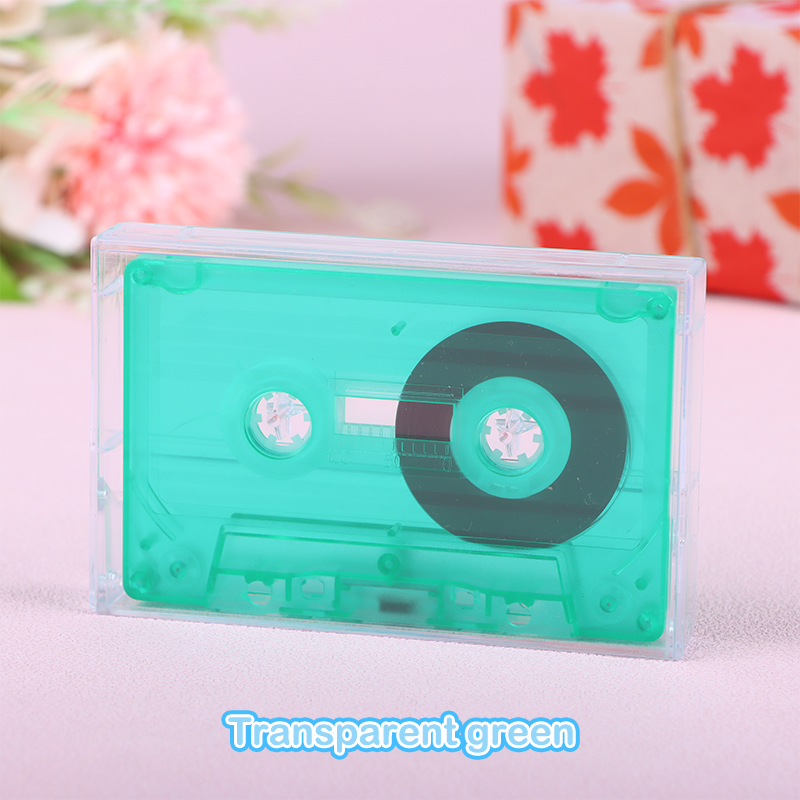 1Set Standard Cassette Color Blank Tape Player With 45 Minutes Magnetic Audio Tape Clear Storage Box For Speech Music Recording: army green