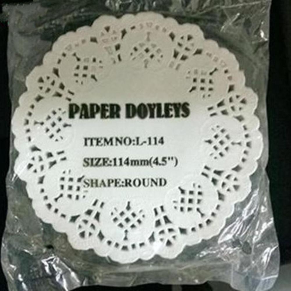 100 stk 11.4-26.7cm søde runde blonderpapir doilies håndværk kage placemat bryllupsfødselsdag prom fest diy dekoration: 114mm