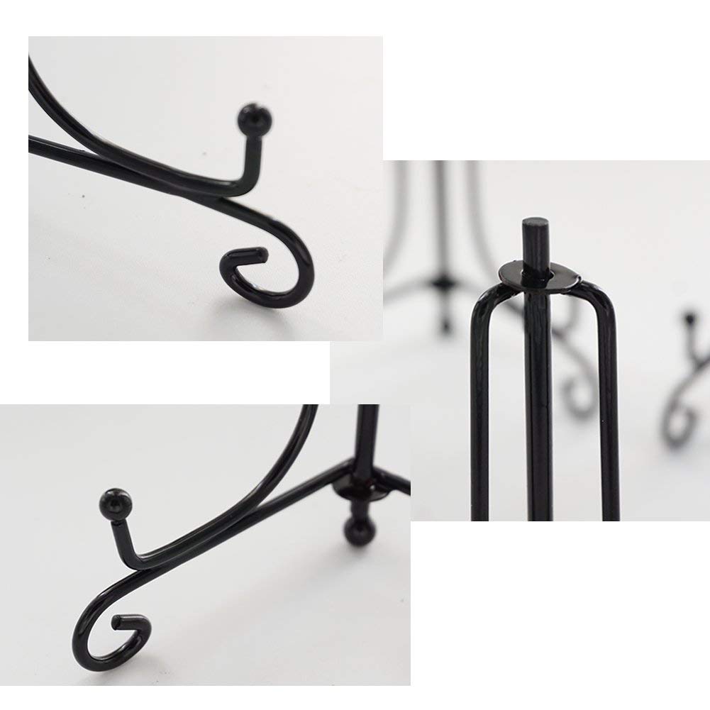 (2 pakke) jern vise stativ, svart jern staffeli tallerken vise bilde holder stativ, viser bilderammer, kokebøker, dekorative