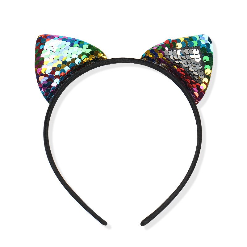 Leuke 8 Kleuren Pailletten Haarband Meisjes Kids Kat Oor Hoofddeksels Glitter Hoofdband Hair Accessoires