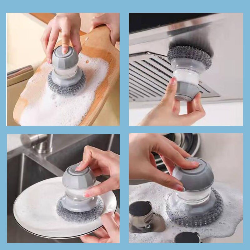 Cepillo de cocina limpiador de utensilios tipo prensa, aceite antiadherente, automático, hidráulico, para lavar platos, herramientas de descontaminación, artefacto de olla