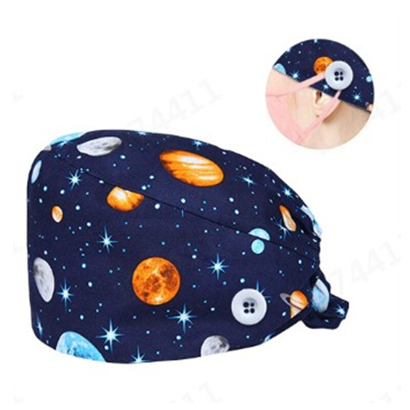 Gorros quirúrgicos para enfermera, gorro sanitario con banda para el sudor, estampado de dibujos animados, enfermería, 1 unidad