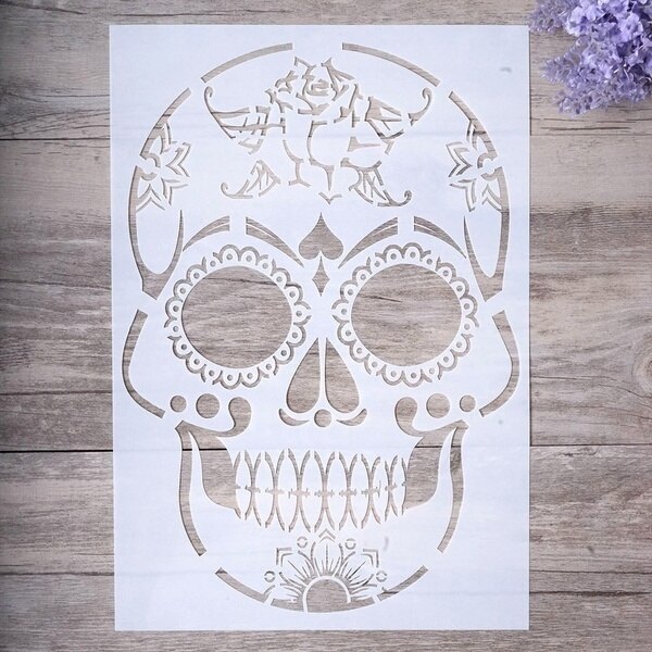 A4 Skull Stencils for Painting on Wood,Fabric,Paper,Airbrush,Walls Art Scrapbooking Stamping Album Embossing Paper Cards: B