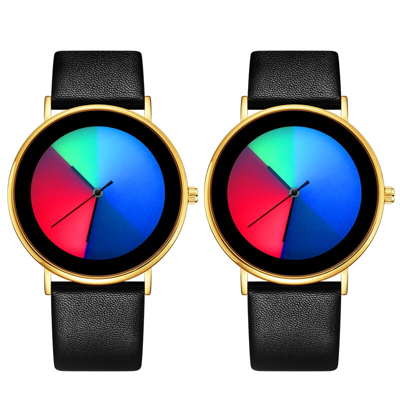 Changing Color Casual Quartz Women Watches Girl Wristwatch Stainless Steel Female Watch Clock Reloj Mujer: Couple-GoldBlack