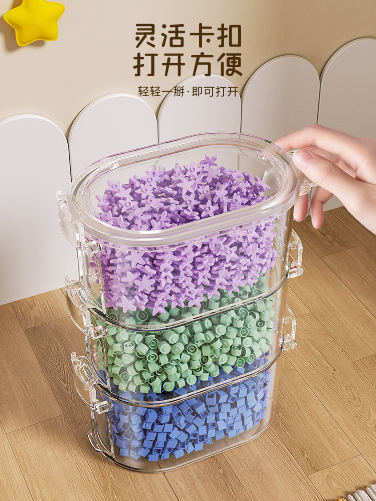 Contenedores de caja organizadora de almacenamiento para juegos y salas de juegos de plástico para estantes o cubículos, capacidad para juguetes pequeños, bloques, rompecabezas y marcadores