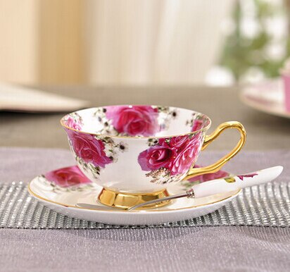 200ML European Style Bone China Coffee Cup and Saucer Set Mug Ceramic Tea Cup Mug For: 6