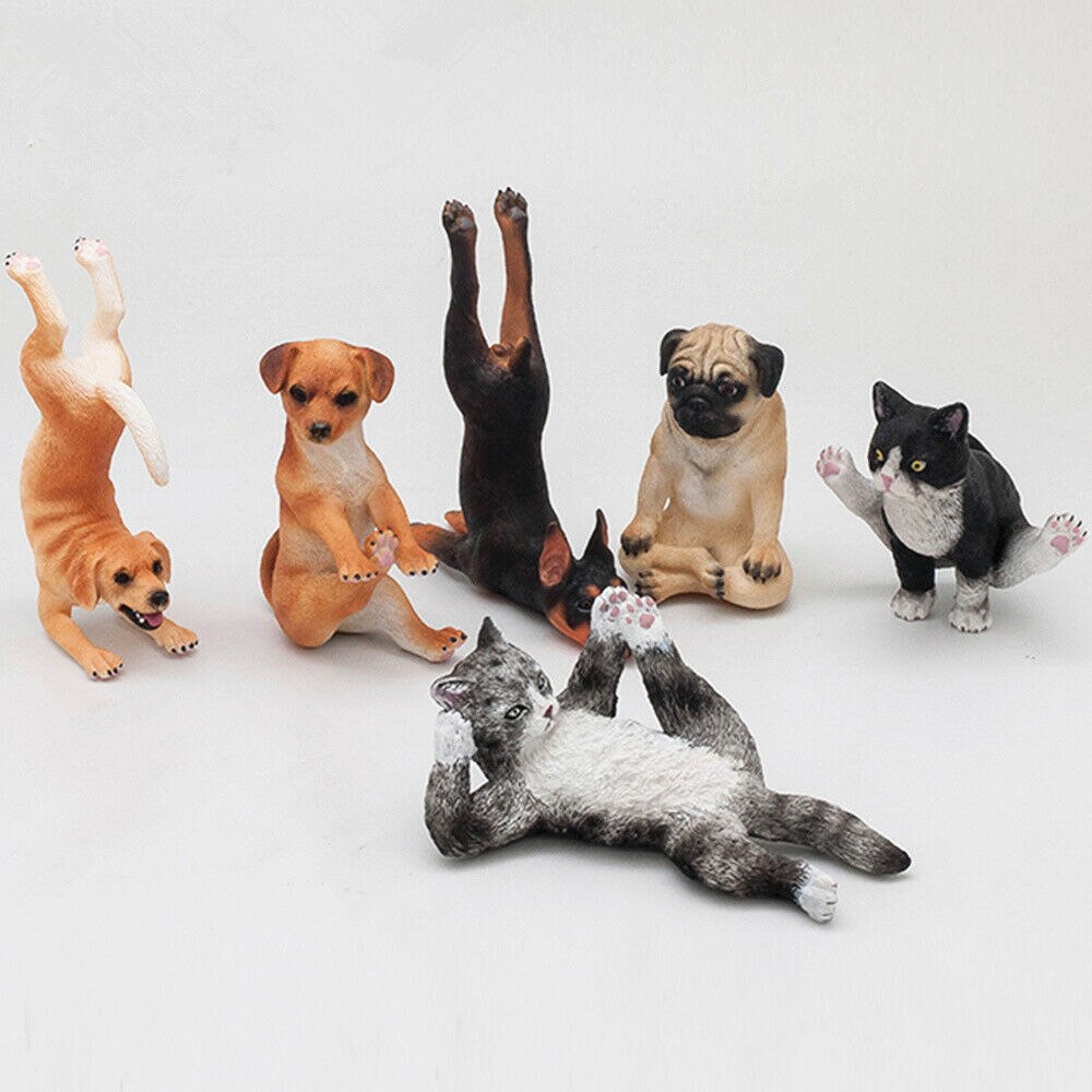 EDAGE Animal FigureKitten Puppy Domestic Dog Pug Doberman Spaniel Black Cat Sports Series Decoration Toy