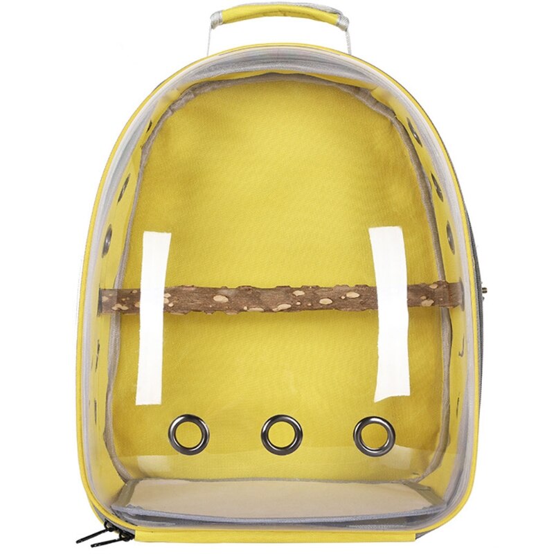 1pc Parrot Bird Carrier Backpack with Standing Perch Pet Bubble Backpack for Outdoor Small and Medium Bird Cage: YELLOW