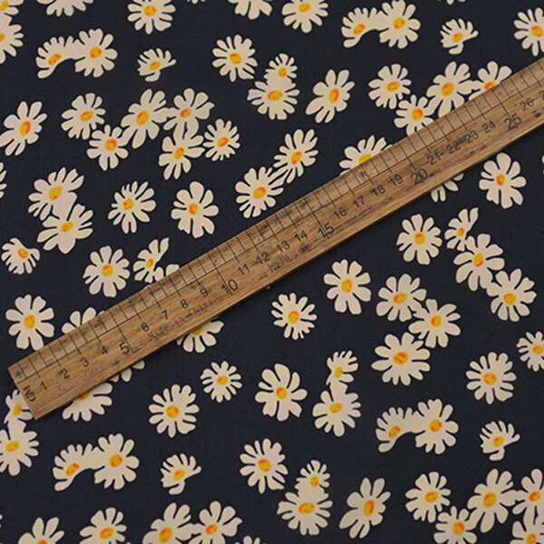 Good dracing pure crepe georgette de seda estampado de flores de tela sobre base negra, SCG642