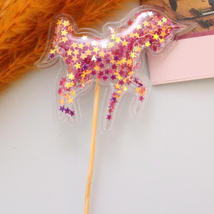 Relleno de lentejuelas de unicornio, Decoración de Pastel de estrellas, para magdalenas, de cumpleaños, decoración de ducha de bebé hojaldre para Postres, 5 uds.: A11