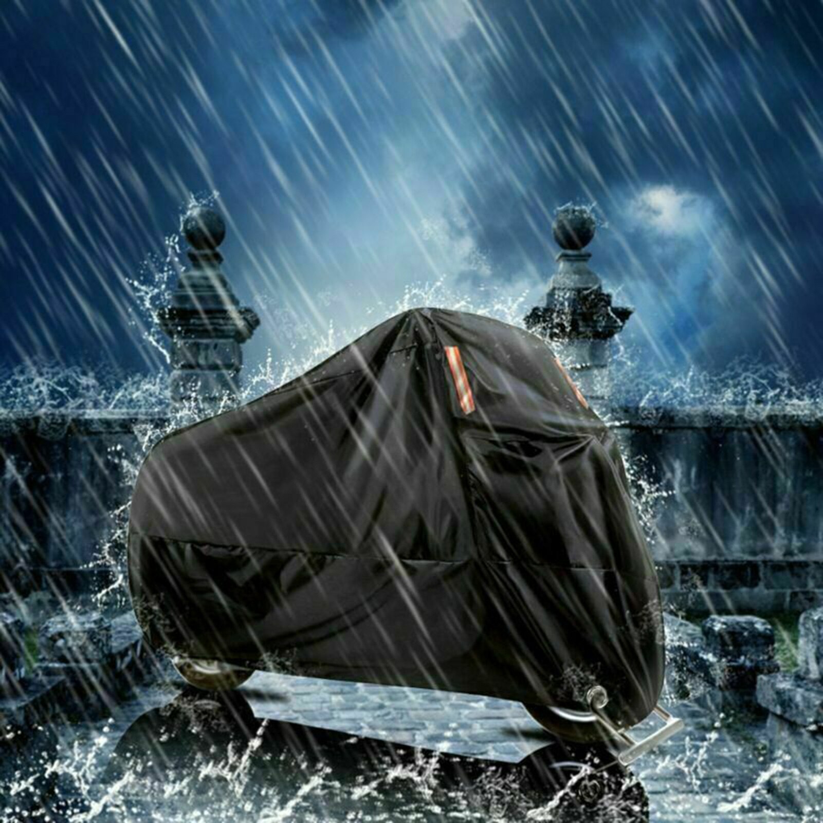 Black Motorcycle Cover Waterproof Heavy Duty Outside Storage Snowproof Rainproof