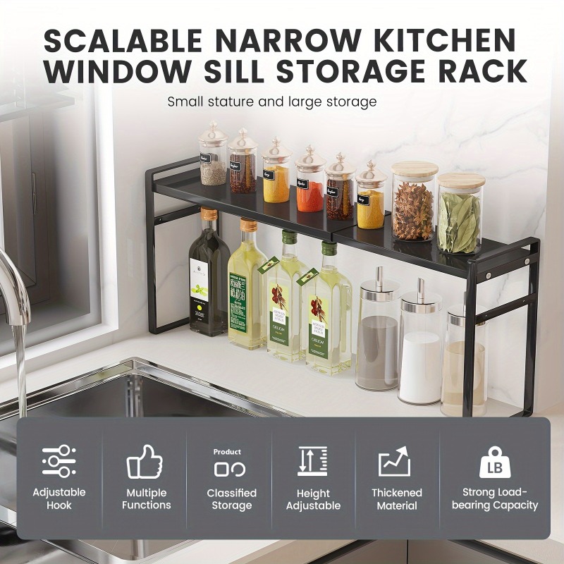 Retractable Kitchen Cabinet Storage Shelf Organizer Rack for Kitchen Bathroom Pantry Spice Cupboard Home Storage Shelf