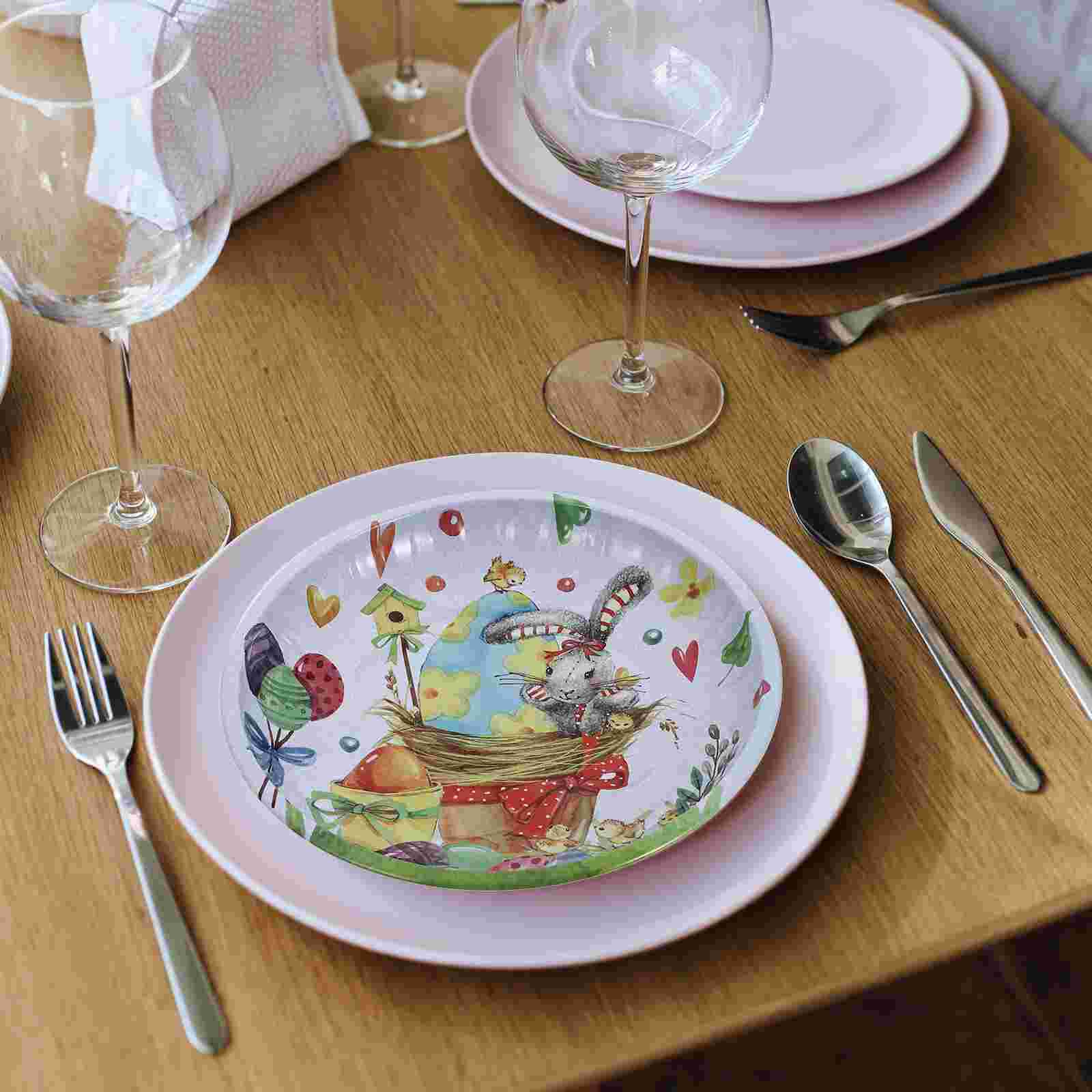 1 Pc Easter Candy Plate Iron Fruit Storage Tray Cartoon Nut Snack Storage Holder