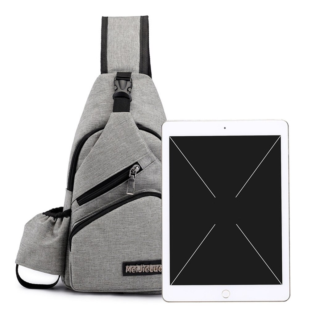 USB Charging Casual Men Chest Pack Canvas Crossbody Bags for Men Shoulder Handbag Travel Cross Body Bag erkek anta