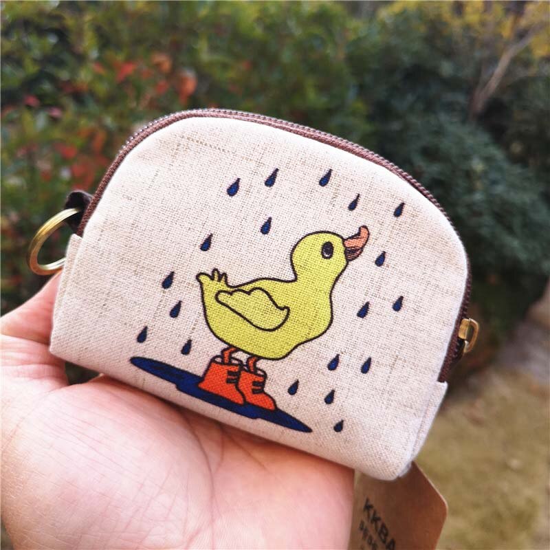 Cartoon Kurze Brieftasche Frauen Vintage Leinwand Shell Geldbörse Dame Karte Halter Kupplung Kinder Cartoon Fuchs/Eule Kleine Ändern geldbörsen: 009