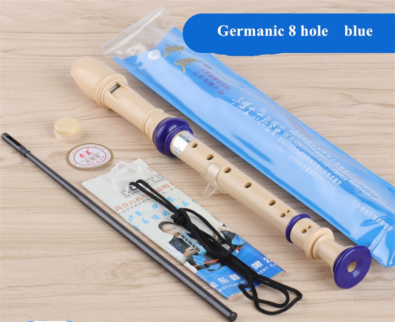 Chinese Recorder gaita 6/8 hole Soprano Germanic vertical flute C Key Music Instruments Clarinet flauta dulce funda flauta dulc: G 8 hole blue