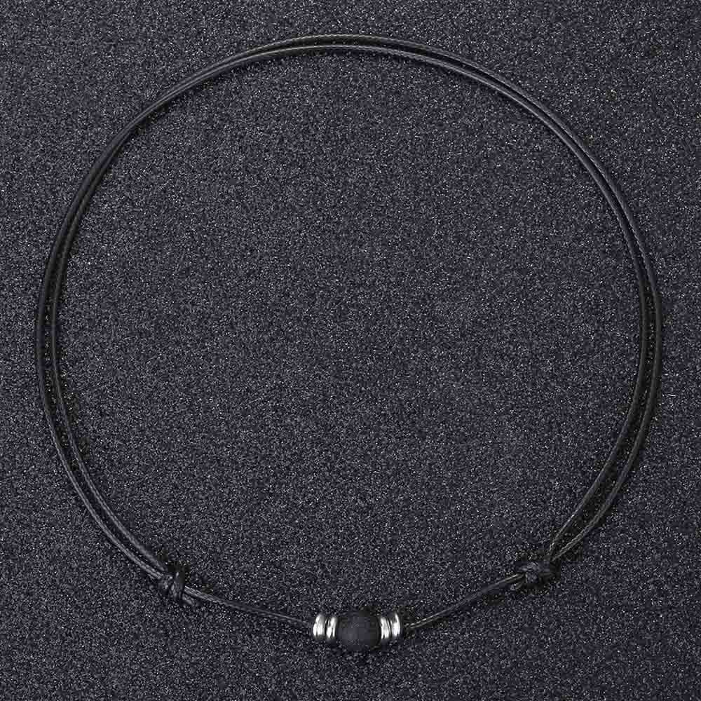 Gargantilla de roca de Lava de 1,5mm para hombre y mujer, cadena de cuero hecha a mano, longitud ajustable de 8mm y 10mm, joyería al por mayor DNM18